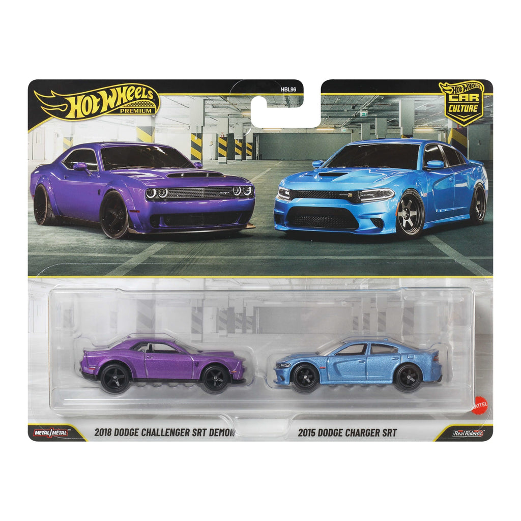 Hot Wheels Premium Car Culture 2-Pack - 2018 Dodge Challenger SRT Demon & 2015 Dodge Charger SRT