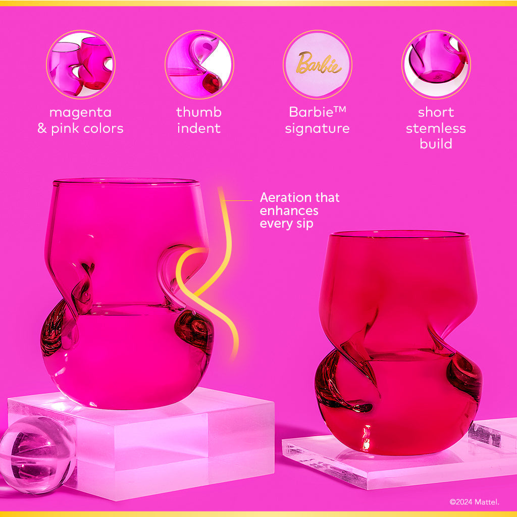 Barbie™ X Dragon Glassware® Stemless Wine Glasses