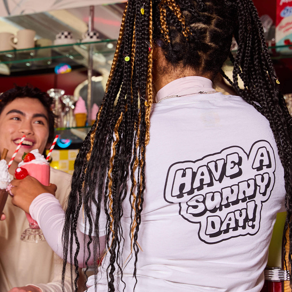 MGA's Miniverse Make It Mini Adult T-Shirt - White; Have A Sunny Day
