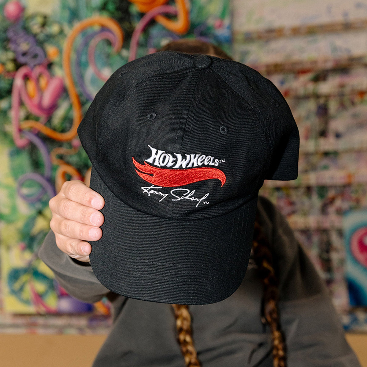 Hot Wheels x Kenny Scharf Black Embroidered Dad Hat