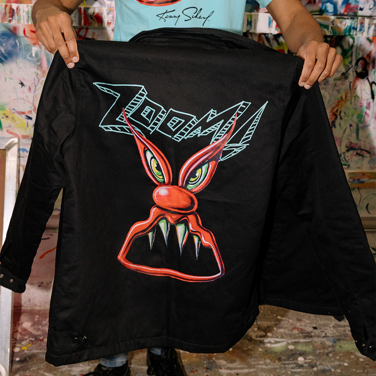 Hot Wheels x Kenny Scharf Black Embroidered Zip Front Jacket