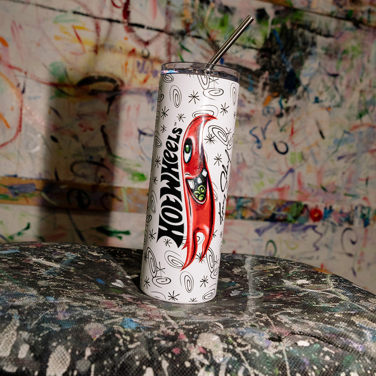 Hot Wheels x Kenny Scharf White Tumbler