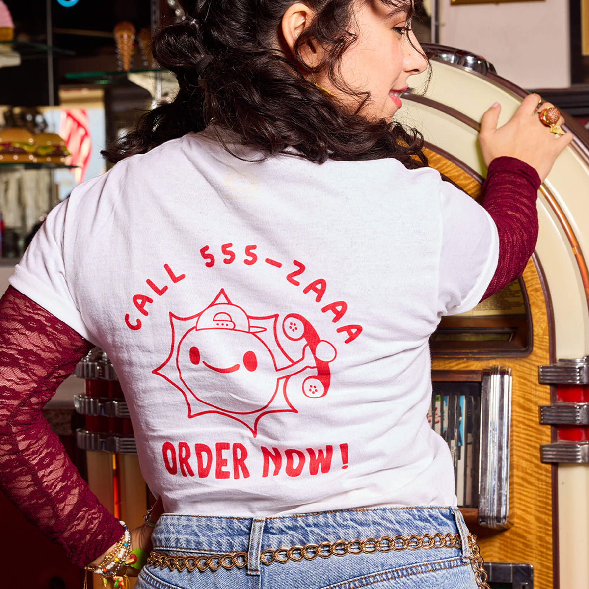 MGA's Miniverse Sunny Bros. Pizza Adult T-Shirt - White