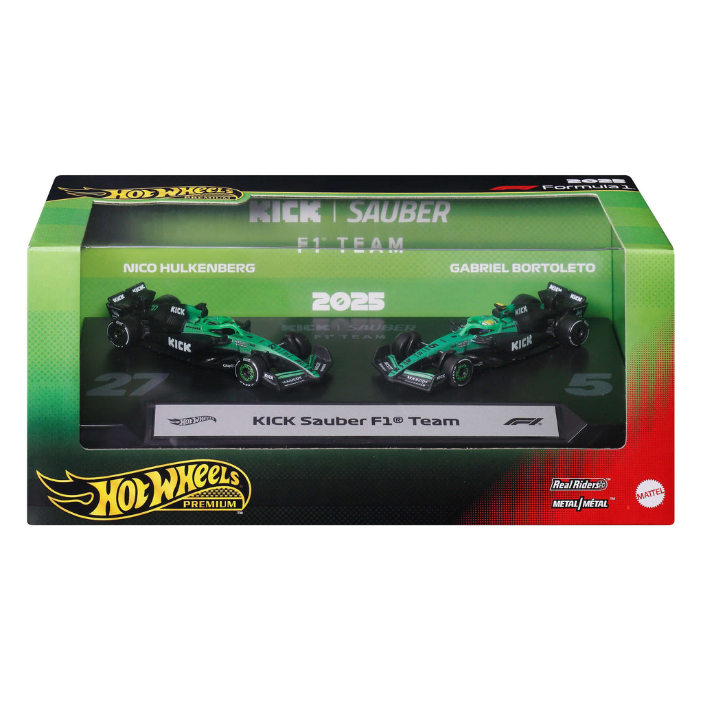 Hot Wheels Premium KICK Sauber 2025 Formula 1® Team #27 Nico Hülkenberg & Team #5 Gabriel Bortoleto