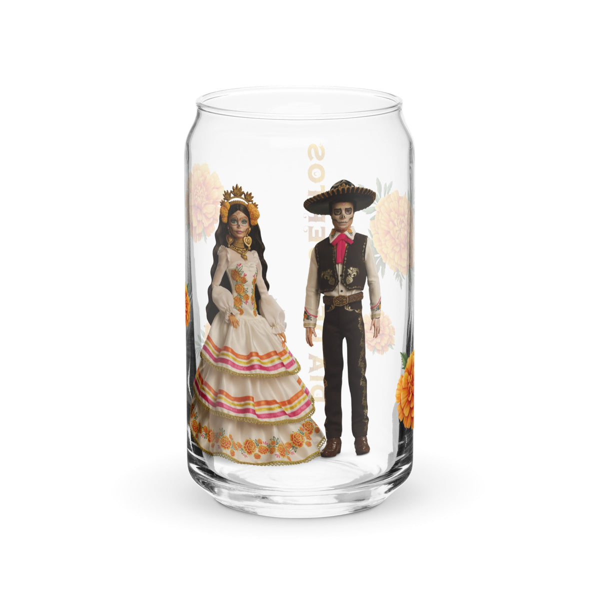 Barbie Día de Muertos Marigolds Clear Glass