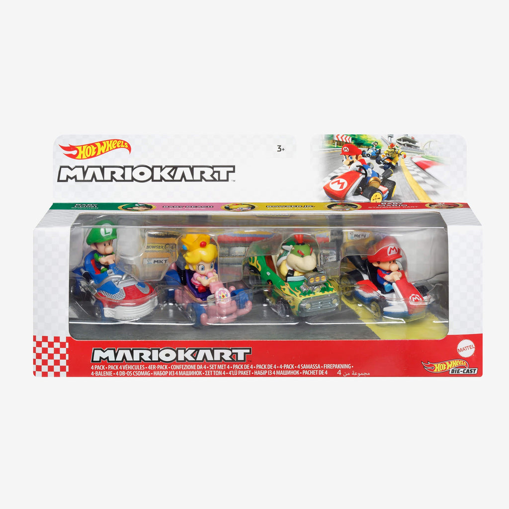 HOT WHEELS MARIOKART, 4 Pack with 1 Exclusive Kart