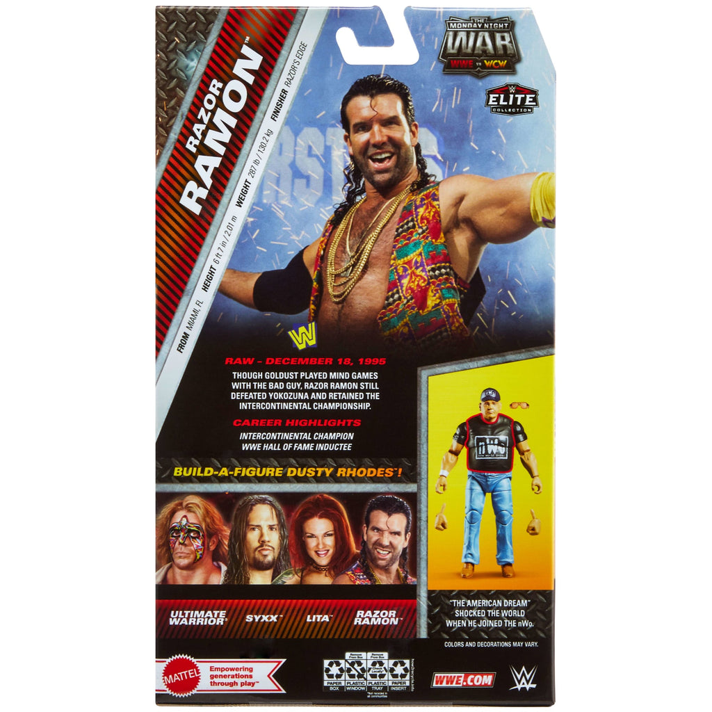 WWE Monday Night War Elite Collection Razor Ramon Action Figure & Dusty Rhodes Build-A-Figure Parts