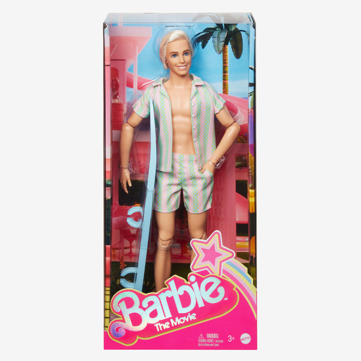 Ken Doll Wearing Pastel Striped Beach Matching Set – Barbie The Movie