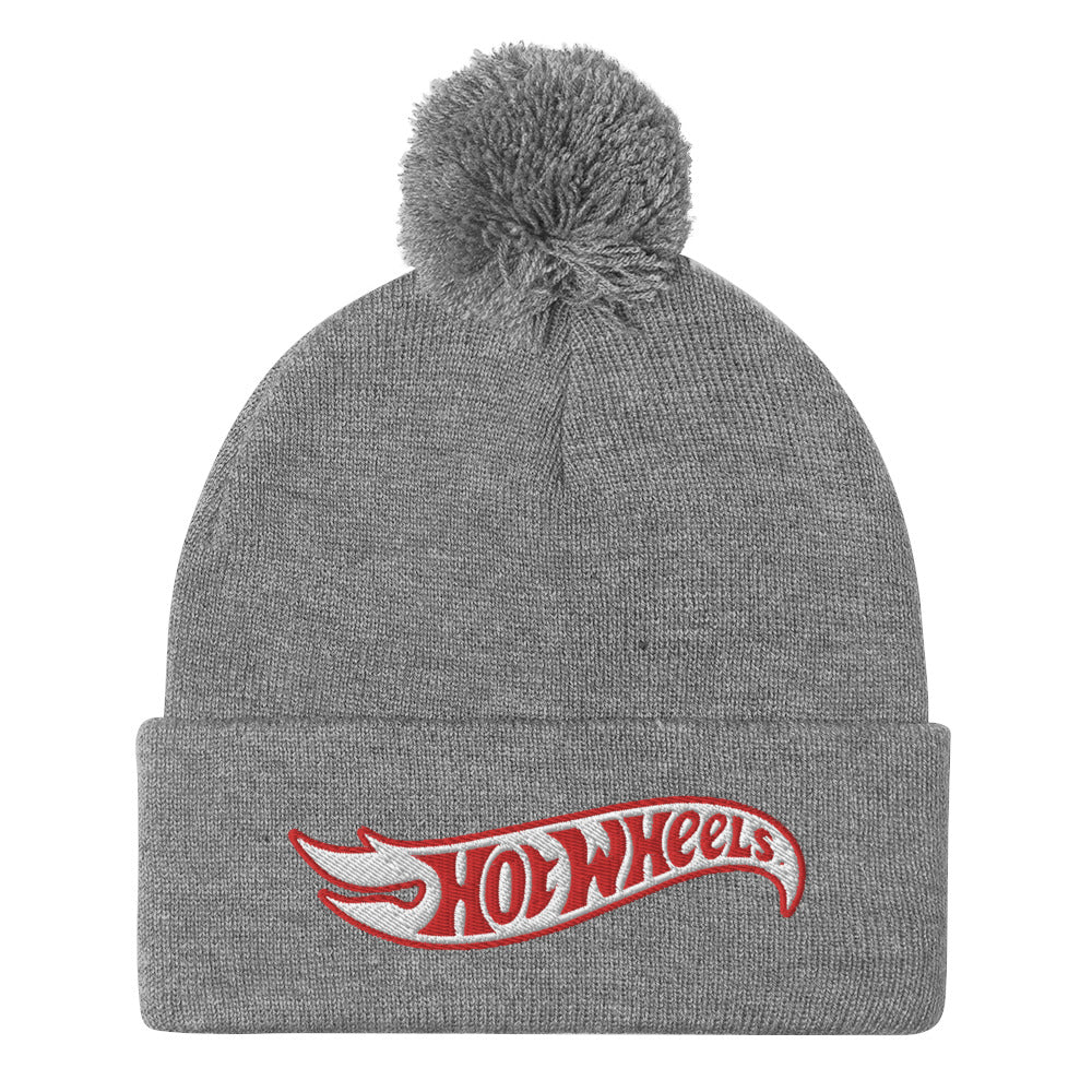 Hot Wheels Grey Pom Pom Beanie