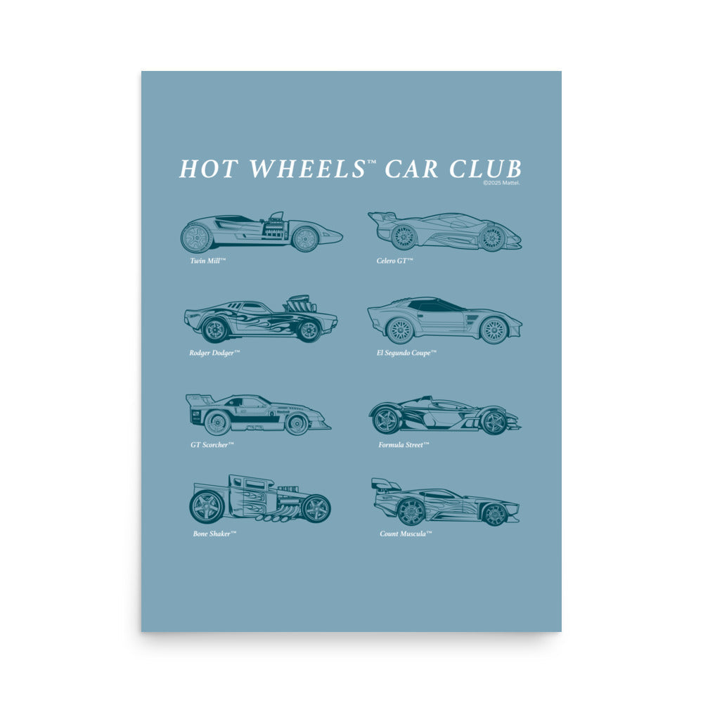 Hot Wheels Car Club Blue Poster