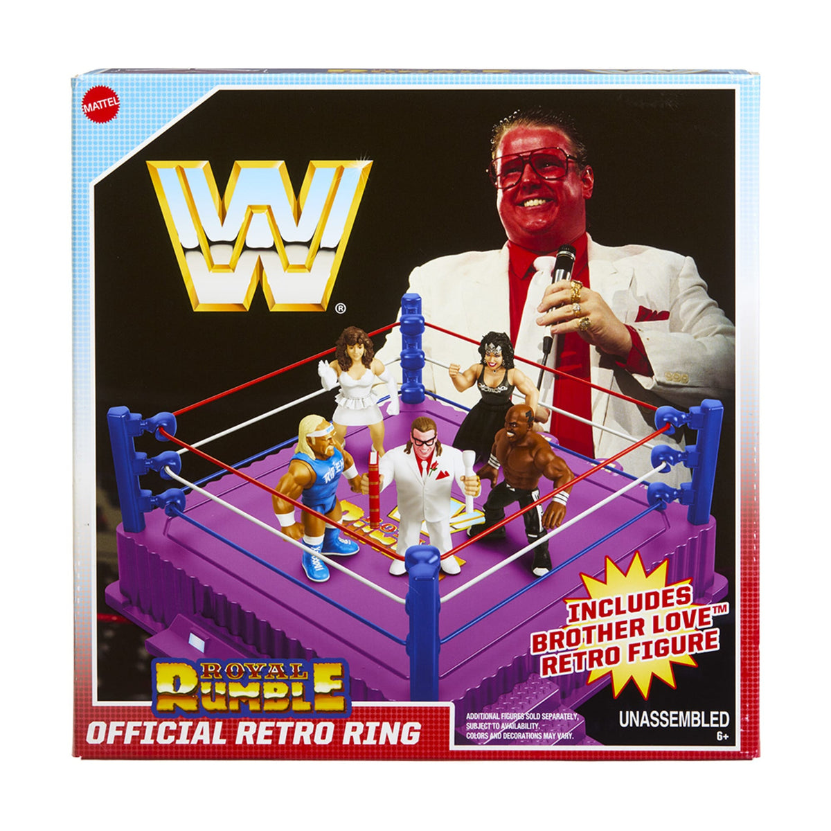 WWE Official Retro Collection Royal Rumble Ring and 4-Pack Bundle