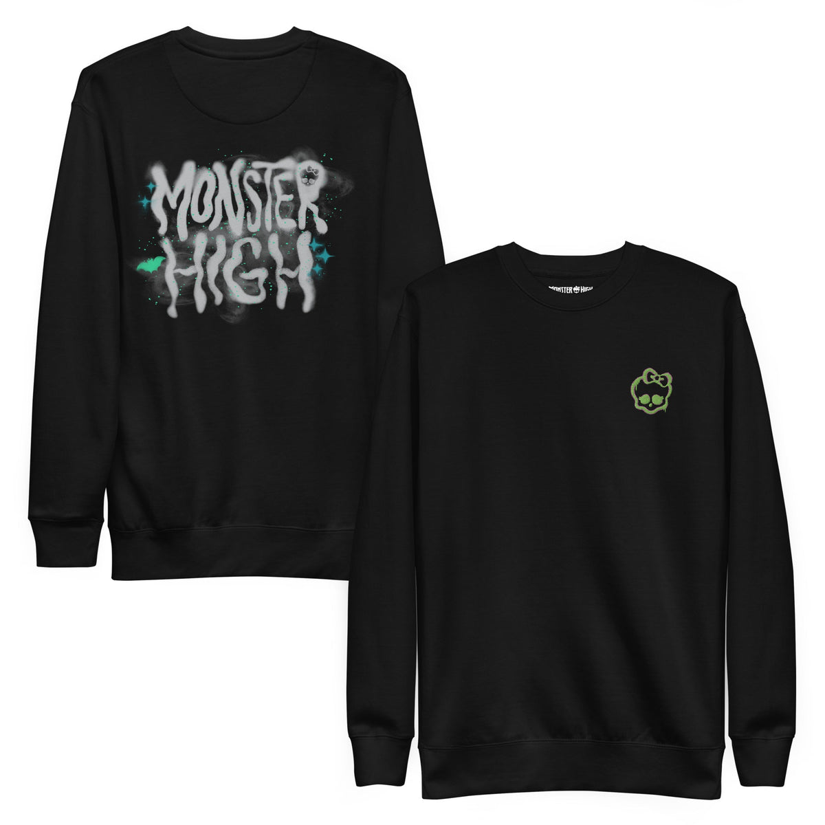 Monster High Lunar Glow Logo Embroidered Black Sweatshirt