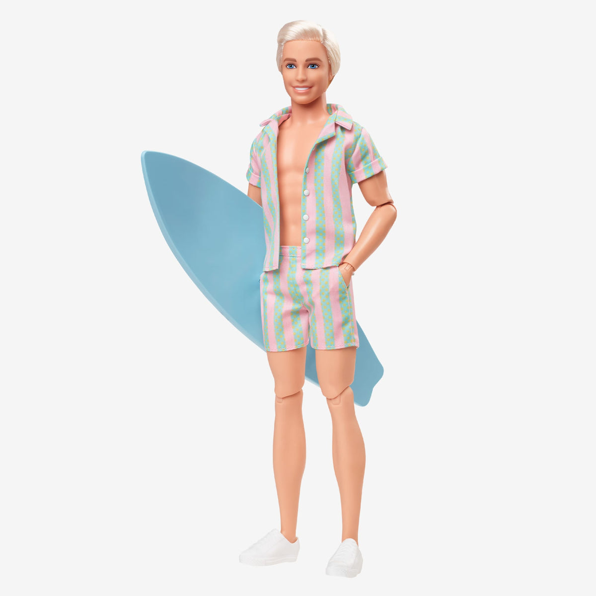 Ken Doll Wearing Pastel Striped Beach Matching Set – Barbie The Movie