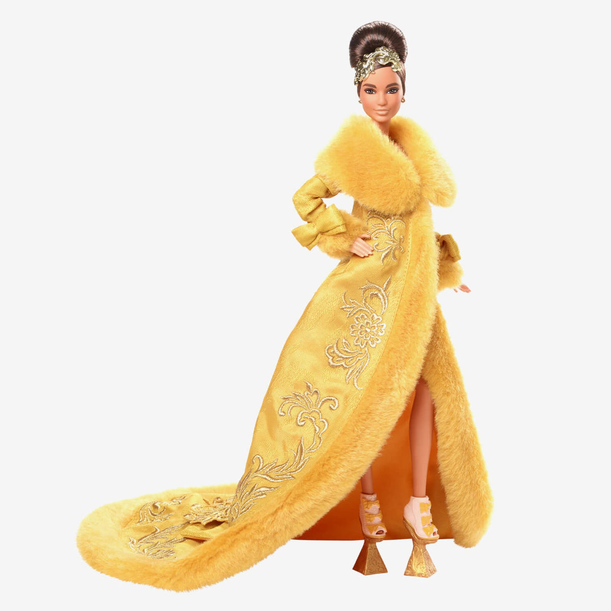 Guo Pei Barbie Doll Wearing Golden-Yellow Gown