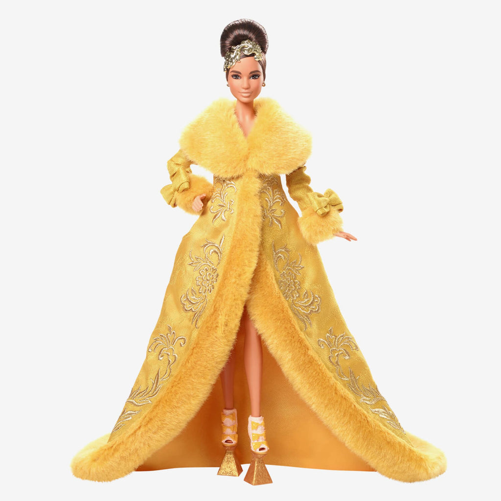 Guo Pei Barbie Doll Wearing Golden-Yellow Gown